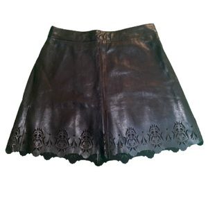 Rag & Bone Leather Laser Cut Mini Skirt Women's